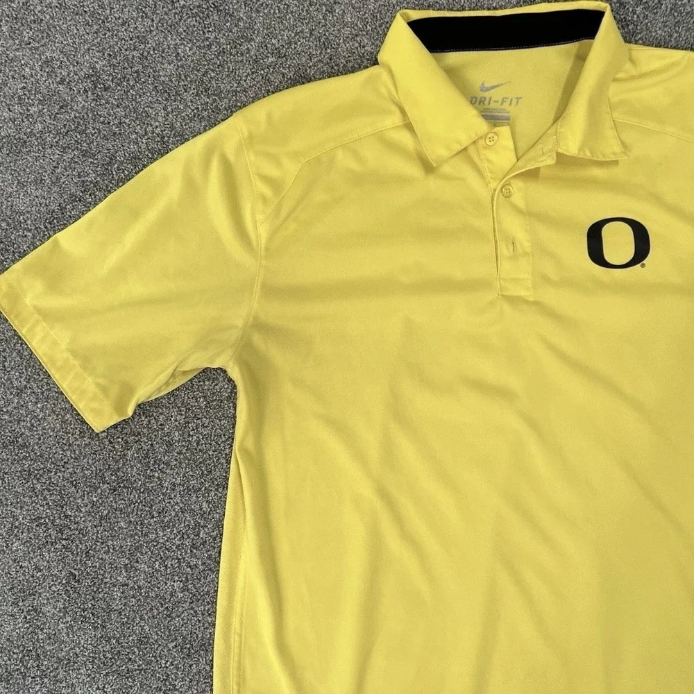 Nike Oregon Ducks Dri Fit Polo Shirt Yellow Mens Medium Athletic Golf Tee